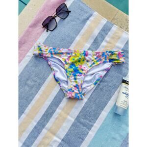 *NWT, JESSICA SIMPSON Women's Yellow Tie Dye Hipster Swimsuit Bottom, Sz S